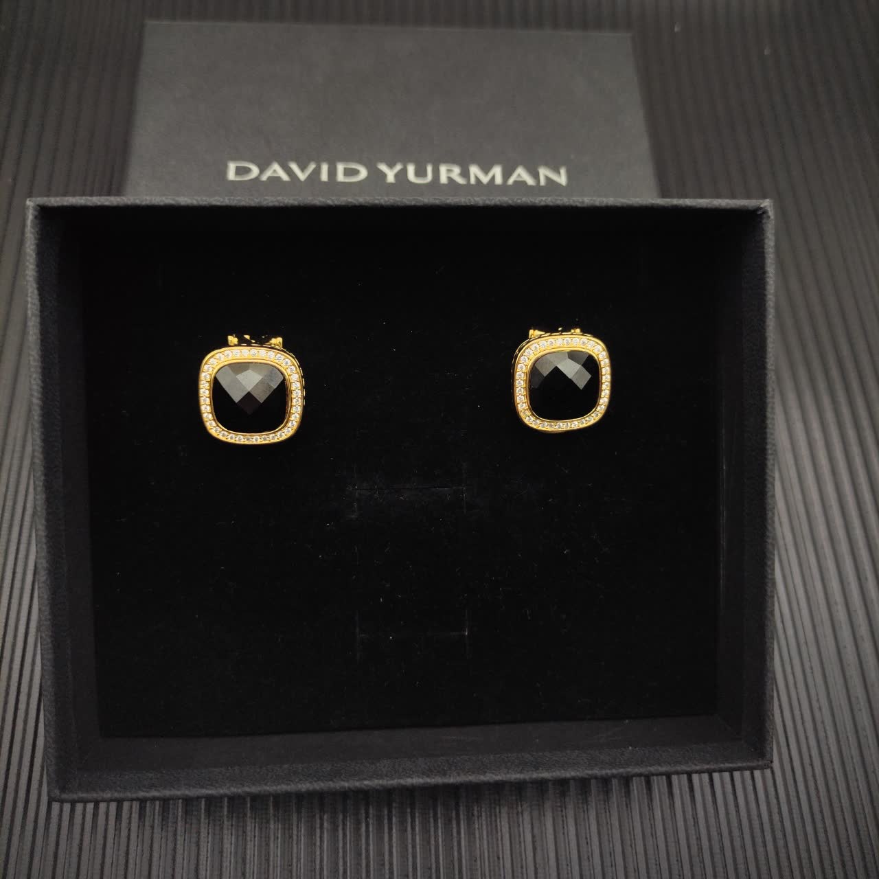David Yurman Black Onyx & Diamond Cable Collectibles Clip-On Earrings